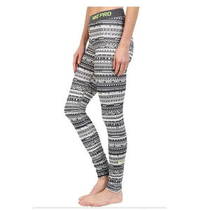 Nike Pro Hyperwarm Leggings Womens Large Dri-FIT Patterned Thermal Pants NWT